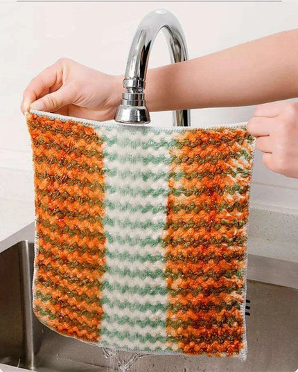 Coral Fleece Kitchen Cleaning Cloths - Super Absorbent Dishwashing Rags for Effortless Cleaning