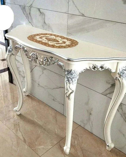 Elegantly Crafted Vintage Wood Half-Moon Console Table