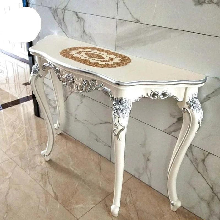 Elegantly Crafted Vintage Wood Half-Moon Console Table