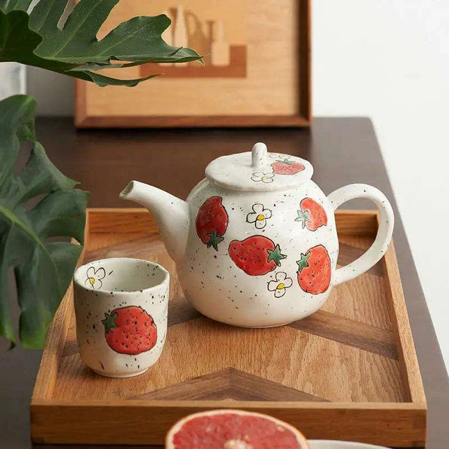 Artisan Japanese Tea Ceremony Set for One - Hand-Painted Teapot and Water Pot Duo