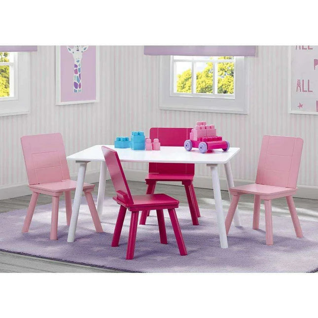 Children's Pink and White Wooden Table and Chair Set - Perfect for Creative Activities, Arts & Crafts, and Learning Fun