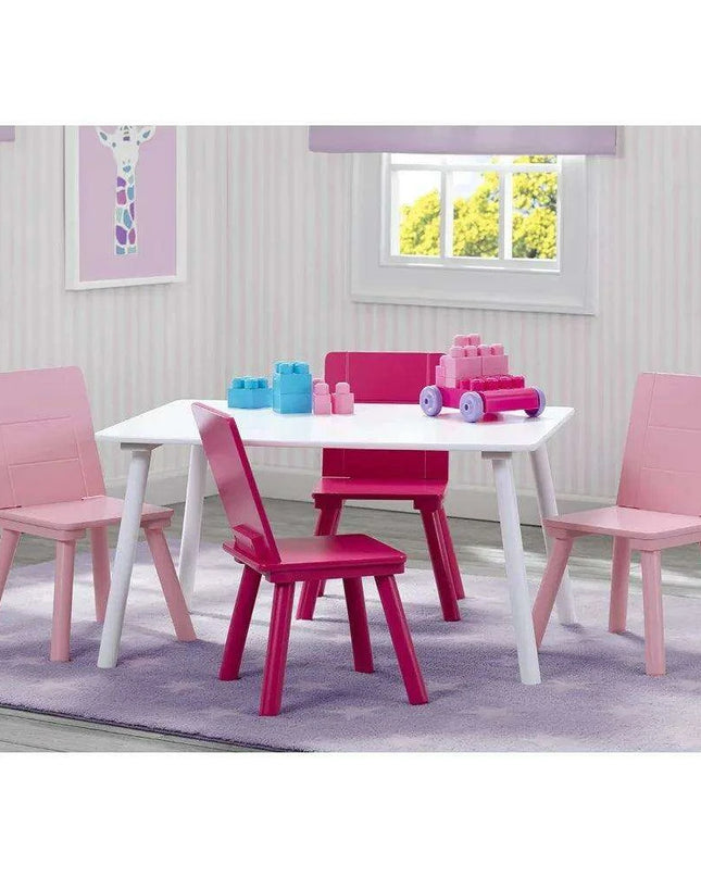 Children's Pink and White Wooden Table and Chair Set - Perfect for Creative Activities, Arts & Crafts, and Learning Fun