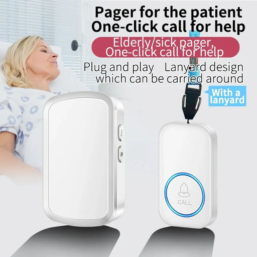 Smart Home Wireless Call Pager Doorbell - Elderly & Patient Emergency Alarm with 300M Remote & SOS Button