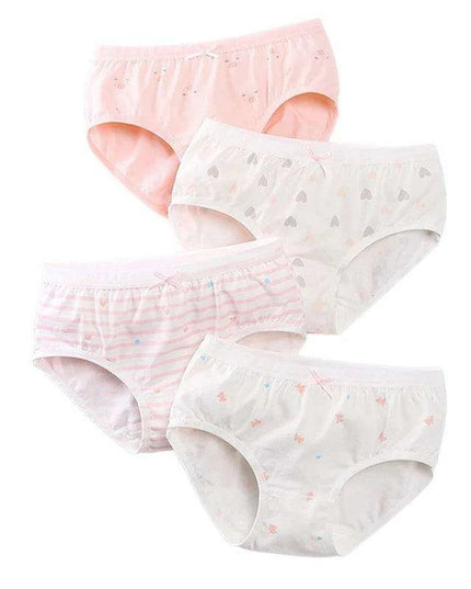 Kids' Summer Antibacterial Cotton Briefs 4-Pack - Fun Cartoon Underwear for Girls Ages 3-8, Soft and Breathable