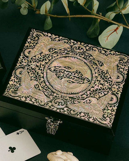 Elegant Black Mother of Pearl and Wood Keepsake Box - Unique Decorative Storage for Thoughtful Gifts for Him