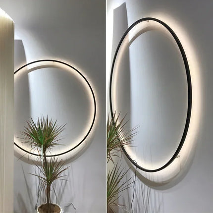 Nordic Round Ring LED Wall Sconce — USB & AC, Black or Gold, D30–D120cm | Très Élite