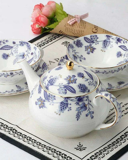 Sleek Black Bone China Tea Set for Two - A Luxurious Japanese Tea Experience