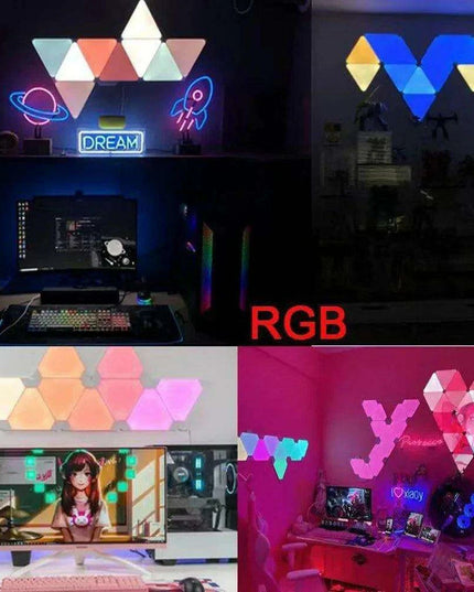 Triangular RGB Smart LED Wall Light Kit - Customizable App-Controlled Lamp