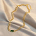 Emerald Green Crystal Geometric Rectangle Necklace - Elevate Your Style