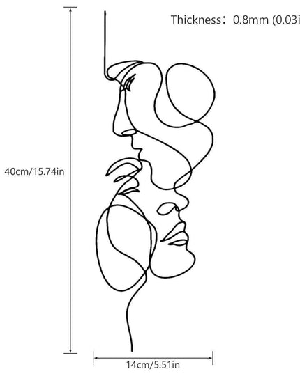 Contemporary Iron Face Line Wall Art Sculpture