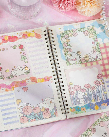 Floral Charm Pocket Memo Set - 100 Sheets, 8x8cm, 66g