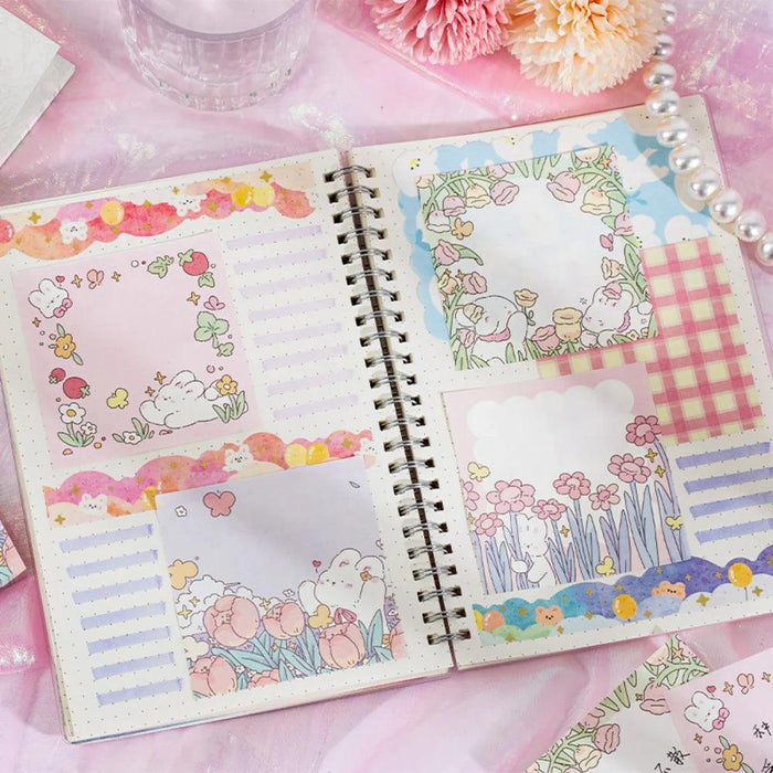 Floral Charm Pocket Memo Set - 100 Sheets, 8x8cm, 66g