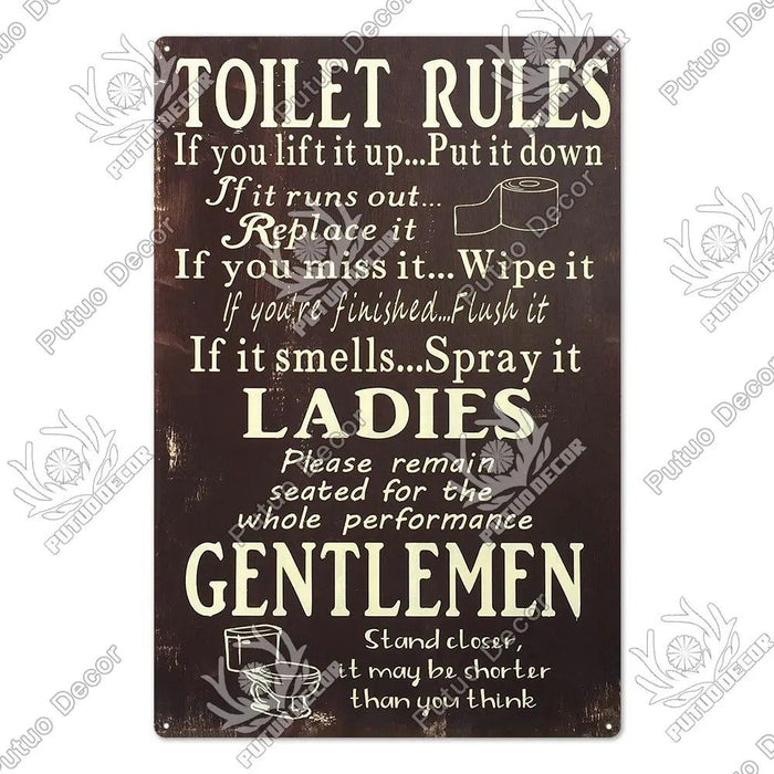 Quirky Retro Toilet Metal Wall Art for Vintage Bathroom Decor