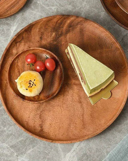 Acacia Wood Japanese Tableware Collection - Stylish Plates & Serving Tray for All Occasions