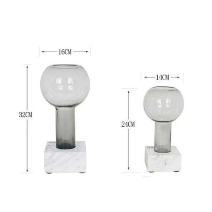 Sleek Modern Glass Vase Collection with Elegant Marble Base for Home Aesthetics and Plant Display