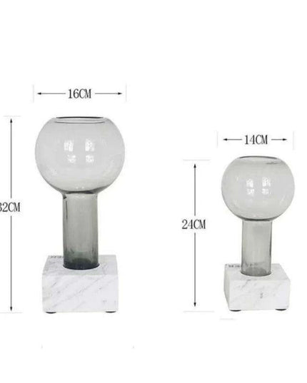 Sleek Modern Glass Vase Collection with Elegant Marble Base for Home Aesthetics and Plant Display