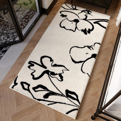 Elegant French Vintage Plant Design Plush Rug - Luxurious Home Accent