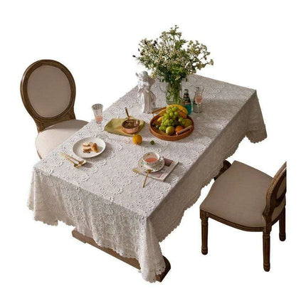 American Charm Floral Lace Tablecloth with Handcrafted Embroidery