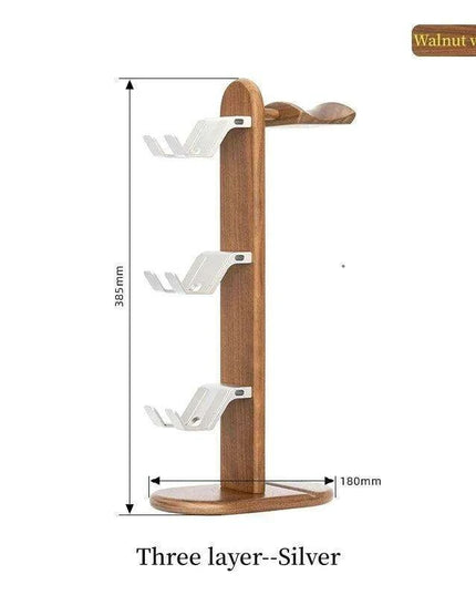 Elegant Walnut Gaming Controller Dock with Headphone Holder