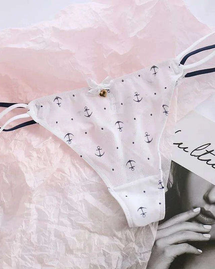 Charming Women's Sheer T-Back Thongs with Playful Strawberry and Cherry Print - Low-Waisted Seamless Sexy Underwear