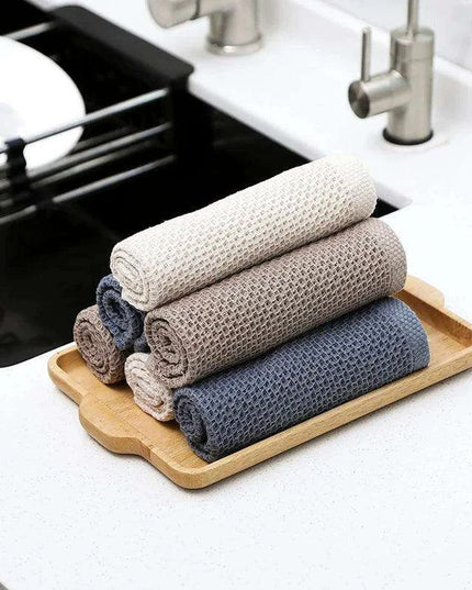 Sustainable Cotton Cleaning Cloths - Set of 5 Ultra-Absorbent Kitchen Towels