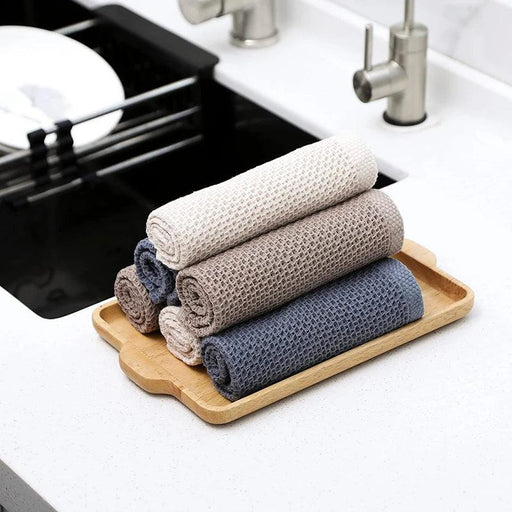 Sustainable Cotton Cleaning Cloths - Set of 5 Ultra-Absorbent Kitchen Towels
