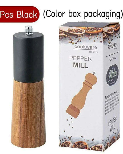 Sophisticated 6-Inch Wooden Salt and Pepper Grinder with Adjustable Grinding Mechanism