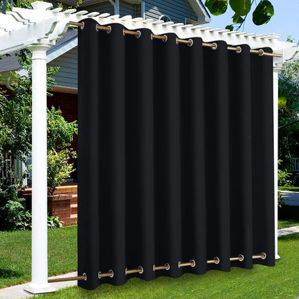 Solid-Colour Outdoor Patio Curtains with Top & Bottom Grommets