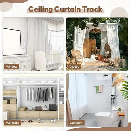 Self-Adhesive Curtain Track — No-Drill Ceiling & Wall Rail | Très Élite