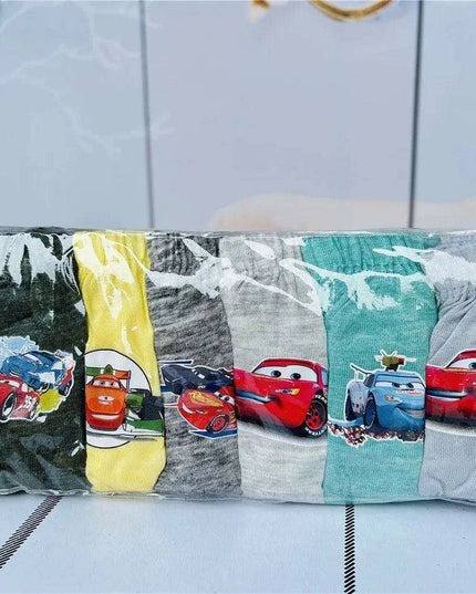 6-Pack Kids Cotton Underwear with Favorite Cartoon Characters - Spiderman, Mickey Mouse, Elsa, and Cars Designs