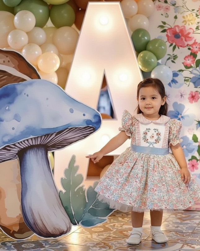 Enchanting Vintage Floral Bunny Embroidered Dress for Baby Girls 0-12Y - Perfect for Celebratory Moments