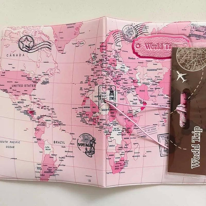 Chic 3D Printed Passport Holder with Card Slots and Faux Leather Texture