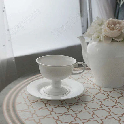 Elegant French Medieval Bone China Tea Cup and Saucer Set