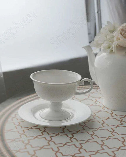 Elegant French Medieval Bone China Tea Cup and Saucer Set