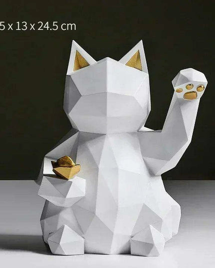 Chic Nordic Lucky Cat Statues - Modern Feng Shui Decor for Home and Office