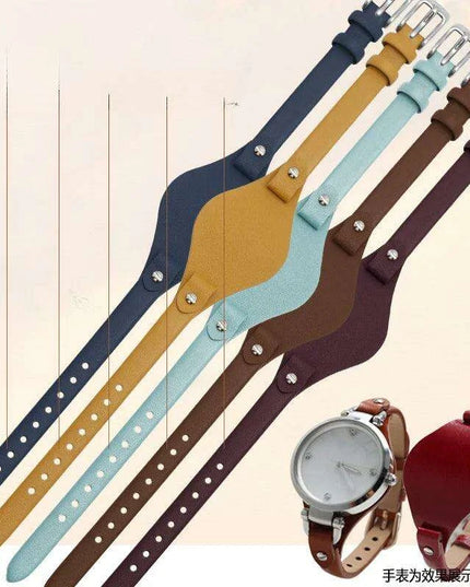 Elegant Cowhide Leather Watch Straps with Rose Steel Buckle - A Luxurious Women's Accessory