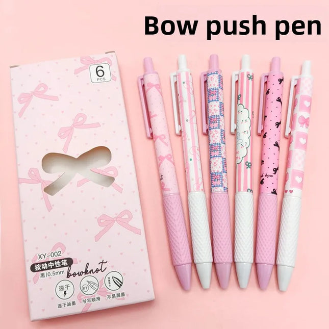Pink Bowknot Quick-Dry Gel Pens, 0.5mm Fine Point — Set of 6 | Très Elite