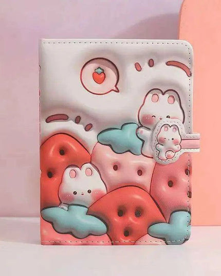 Bunny Planet Delight: Colorful Student Planner Notebook with Magnetic Closure