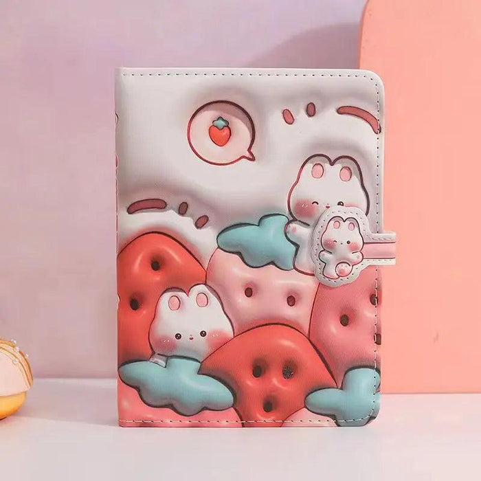 Bunny Planet Delight: Colorful Student Planner Notebook with Magnetic Closure