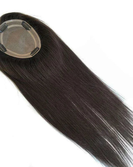 6x5 Inch Clip-In Real Hair Topper for Thinning Hair with Double Circle Base and 4 Secure Clips