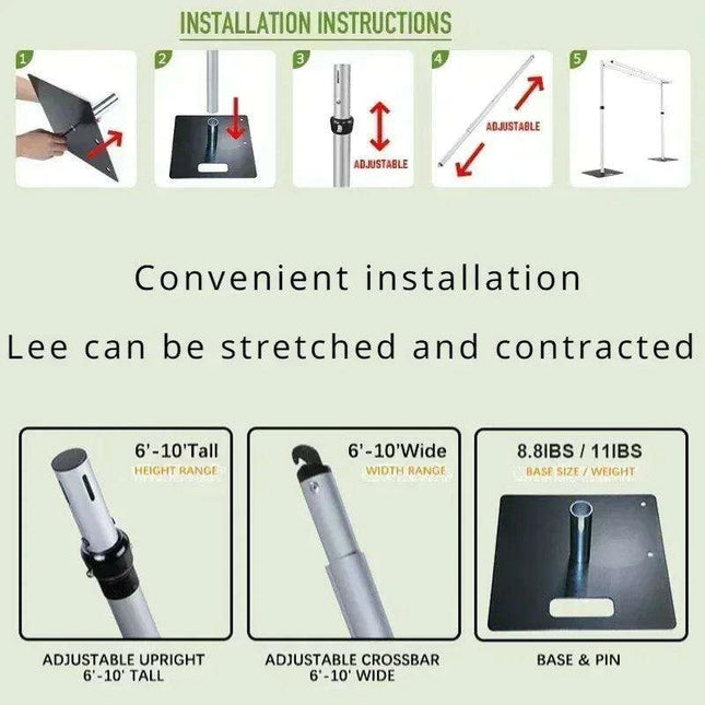 Premium 10x20ft Adjustable Aluminum Backdrop Stand for Events, Celebrations, and Photo Displays