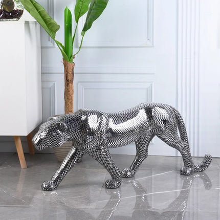Metallic Leopard Sculpture Figurine — 82cm, 4 Finishes