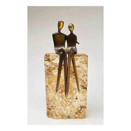 Romantic Golden Lovebirds Canvas Artwork - Elegant Home Accent Decor