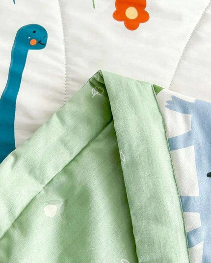 Dinosaur Delight Summer Quilt for Kids - Fun Floral Patterns for Boys' Room Decor