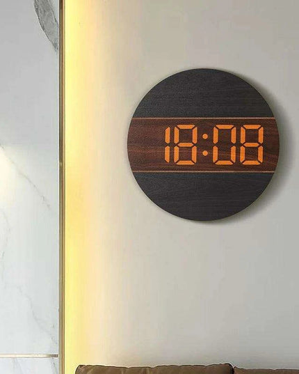 Creative Wooden Digital Wall Clock with Automatic Brightness Adjustment