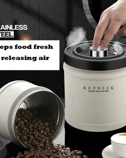 Premium Stainless Steel Coffee Storage Canister Set with CO2 Release Valve - Maximize Freshness & Kitchen Organization