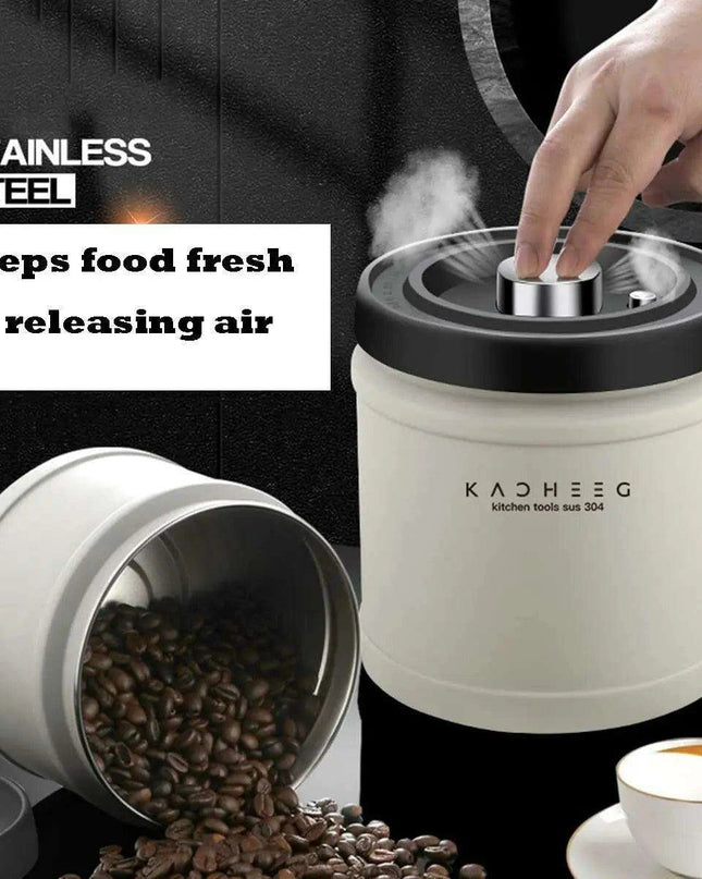 Premium Stainless Steel Coffee Storage Canister Set with CO2 Release Valve - Maximize Freshness & Kitchen Organization