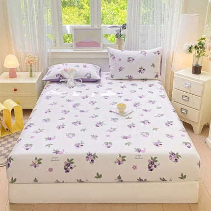 Housewear Cotton Fitted Sheet - Soft, Comfortable, Elastic Band, Print