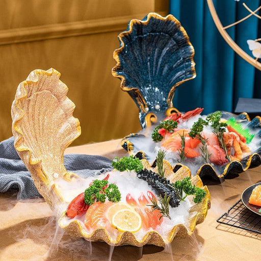 Majestic Marine Shell Sashimi Platter - Stunning Seafood Display Artistry