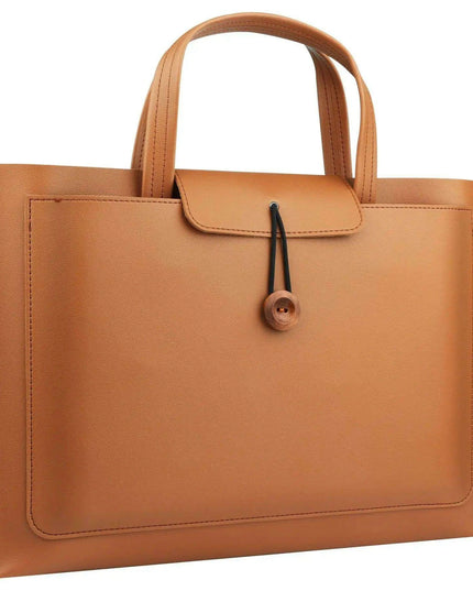 Stylish Faux Leather Laptop Tote with Innovative Features for MacBook Air and Tech Essentials